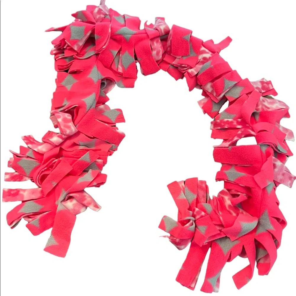Girls Fringe Pink/Grey Scarf
